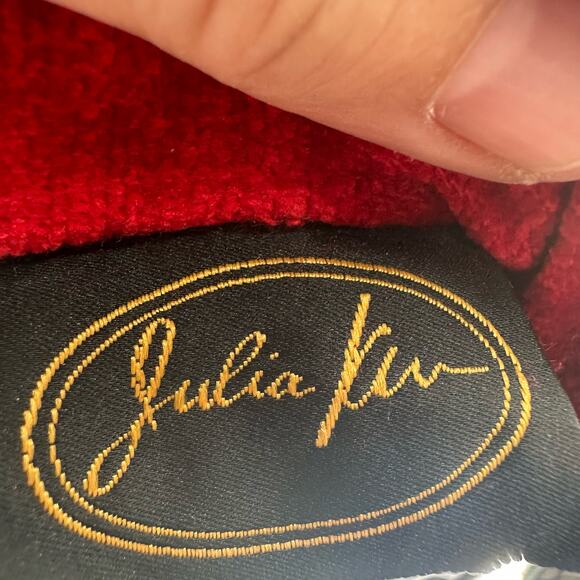 Vintage Julia Kim Red Black Gold Tapestry Patchwork Jacket Sz PS - Picture 6 of 7